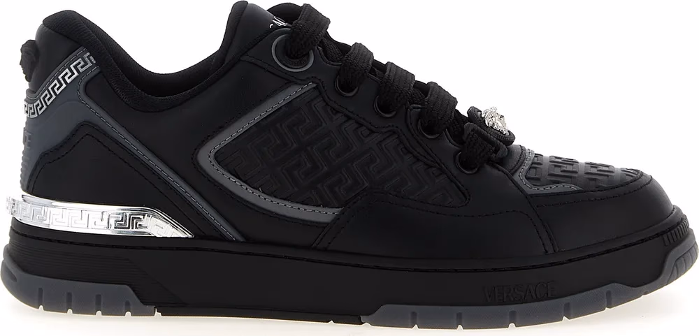 Versace Black Calfskin Athletic Sneakers