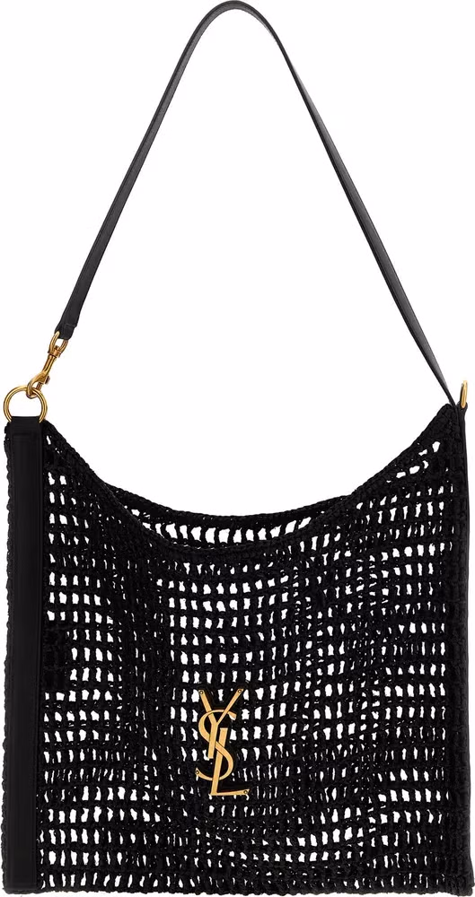 Saint Laurent Black Raffia Shoulder Bag