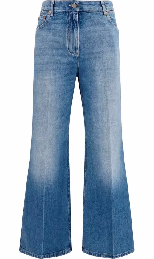 Valentino Garavani Blue Cotton Straight-Leg Jeans