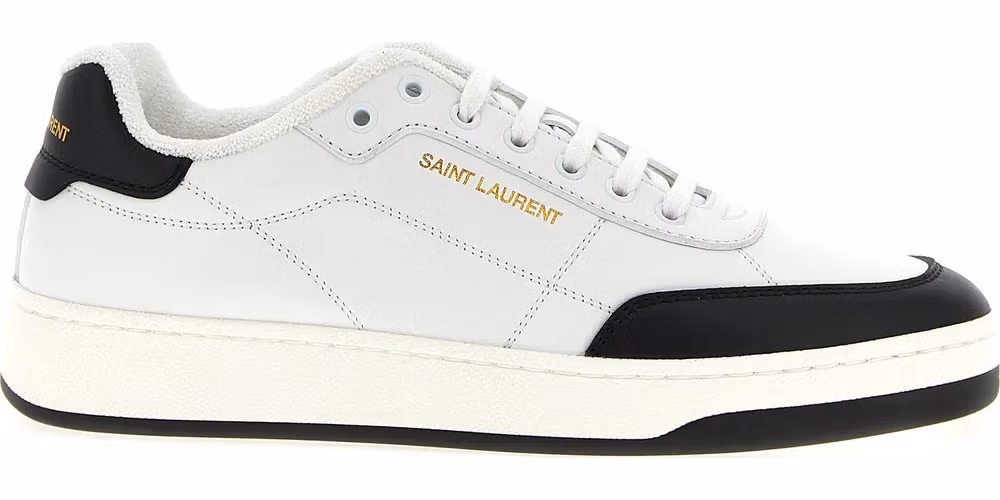 Saint Laurent Bicolor Calfskin Low Top Sneakers