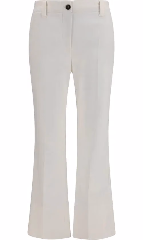 Brunello Cucinelli White Cotton Flared Pants