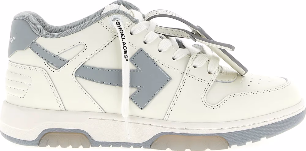 Off-White Gray Leather Low Top Sneakers