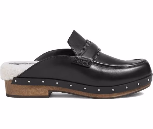 Brunello Cucinelli Black Leather Mules