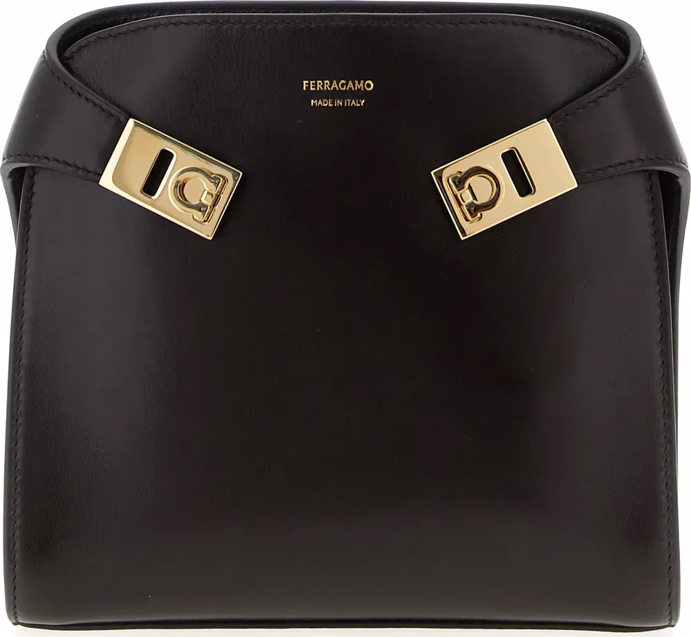 Ferragamo Brown Calfskin Crossbody Bag
