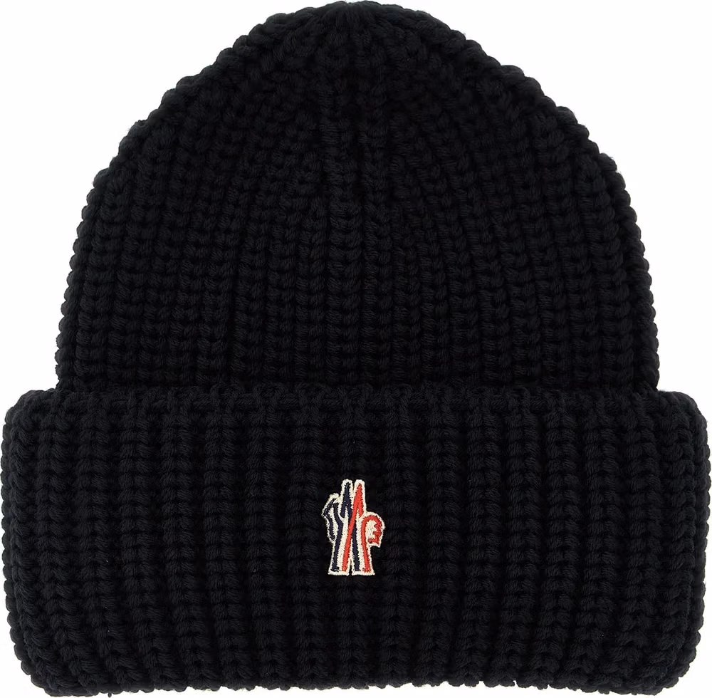 Moncler Grenoble Black Virgin Wool Beanie