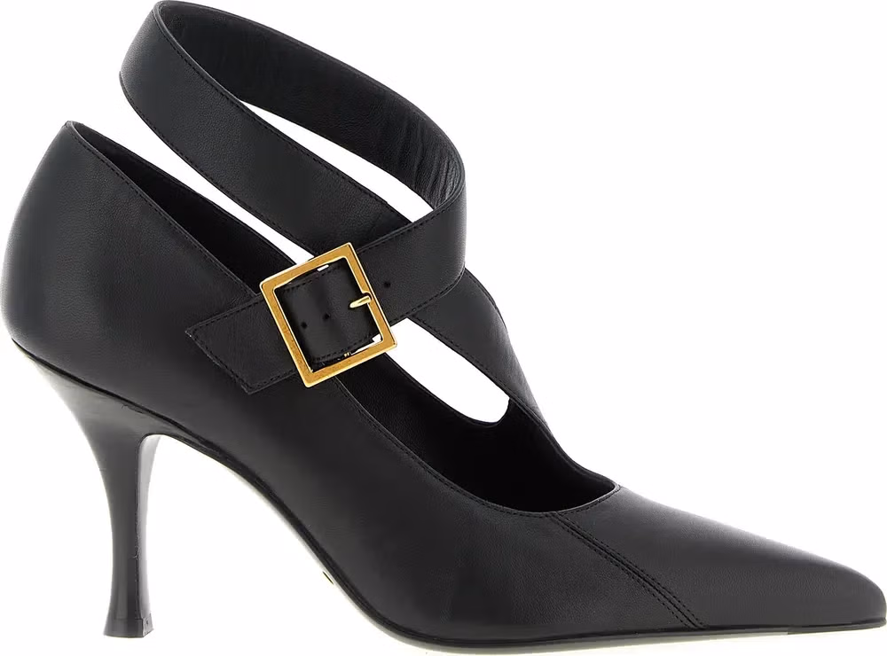 Khaite Black Lamb Leather High Heel Pumps