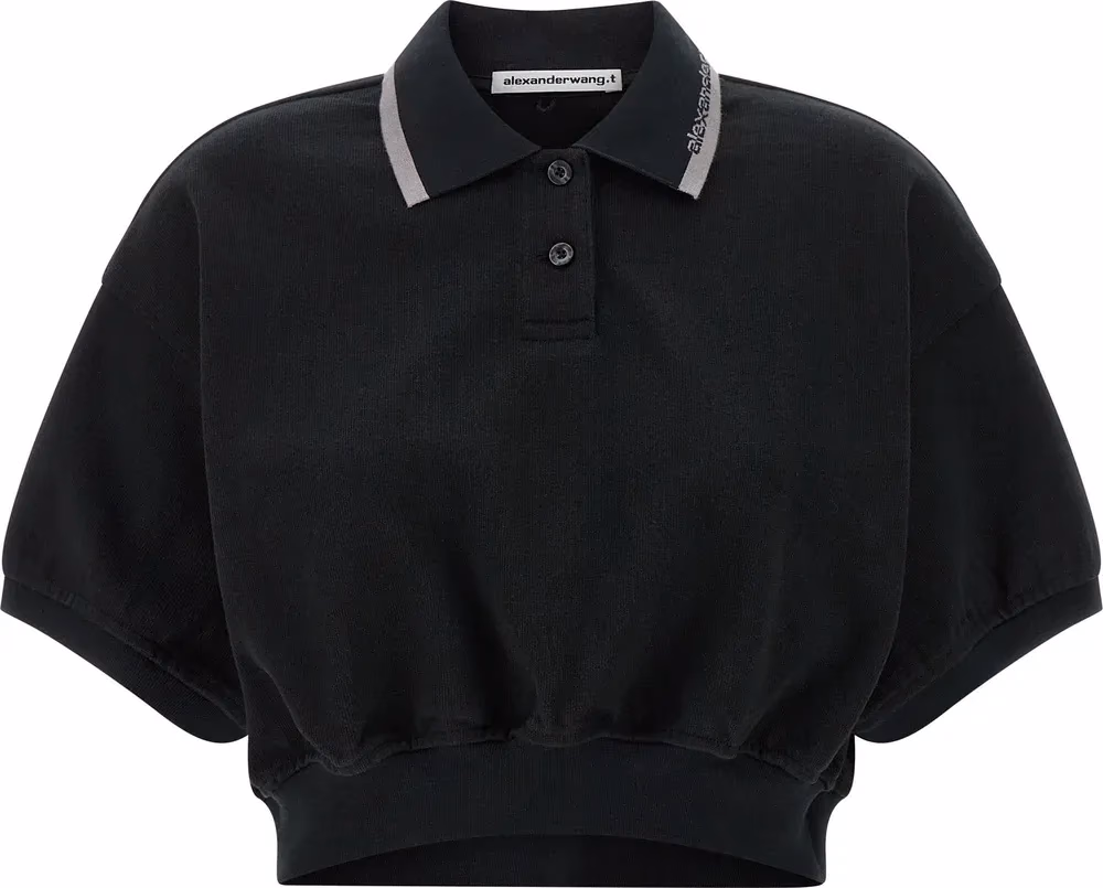 T BY ALEXANDER WANG Black Cotton Polo Shirt