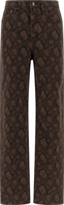 Brown Cotton Straight-Leg Jeans