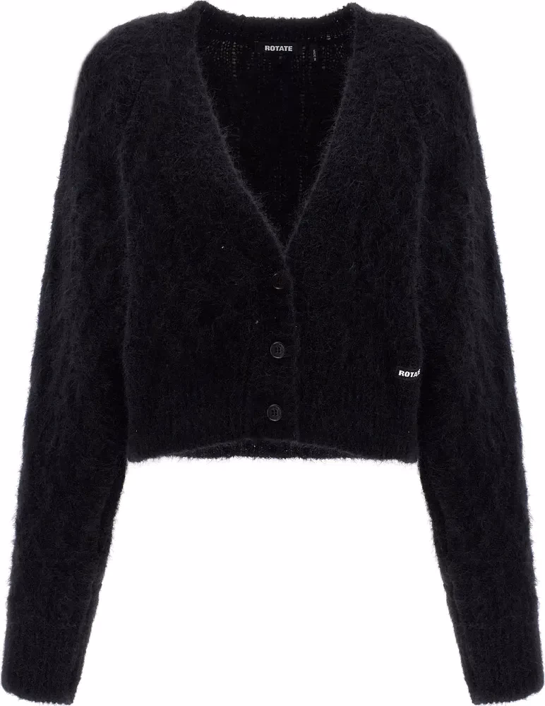 ROTATE BIRGER CHRISTENSEN Black Alpaca Leather Cardigan