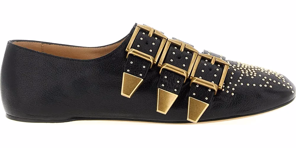 Chloé Black Lamb Leather Ballet Flats