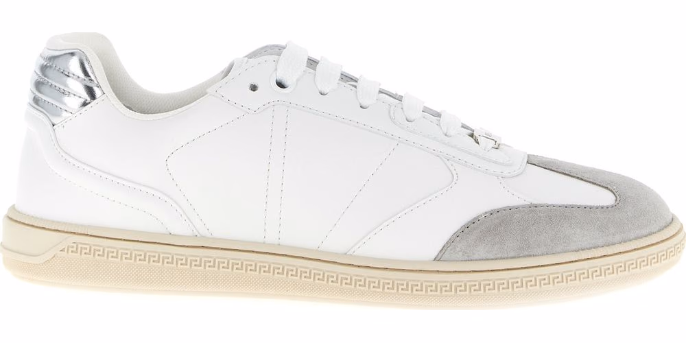 Versace White Calfskin Low Top Sneakers