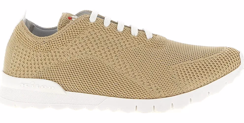 Kiton Beige Cotton Athletic Sneakers