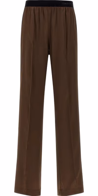 Brown Silk Casual Pants