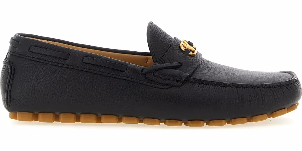 Valentino Garavani Black Calfskin Slip-On Loafers
