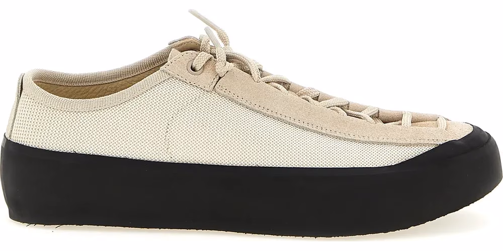 Stone Island Beige Calfskin Low Top Sneakers