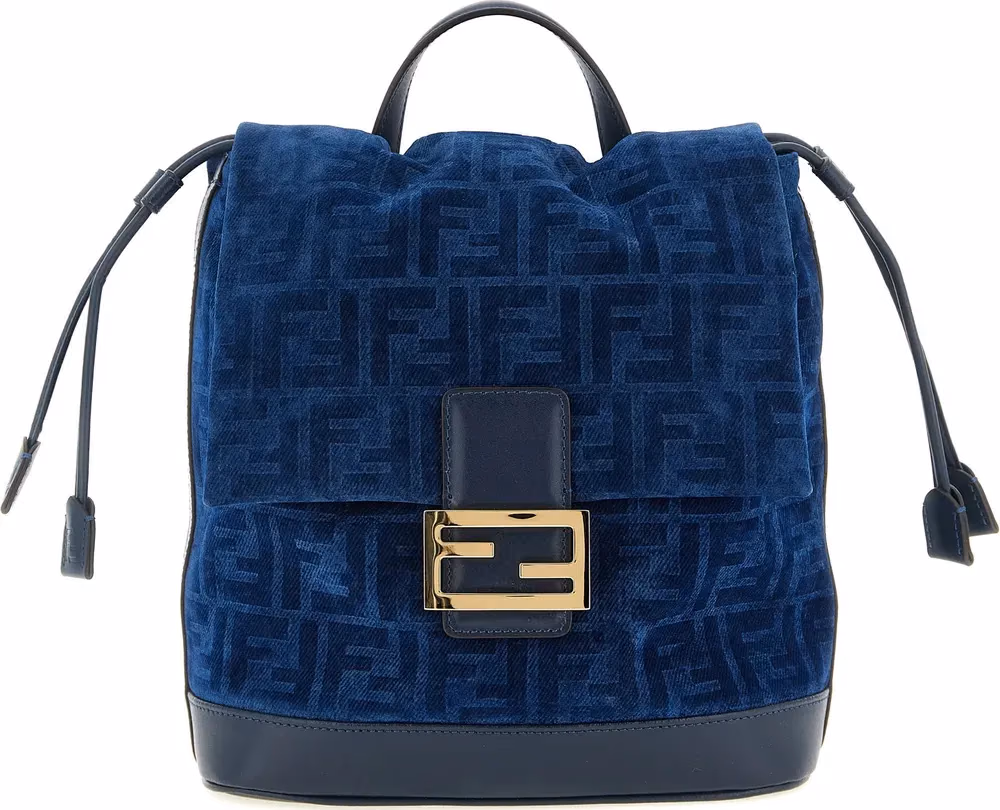 Fendi Blue Cotton Backpack