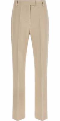 Beige Cotton Cropped Pants