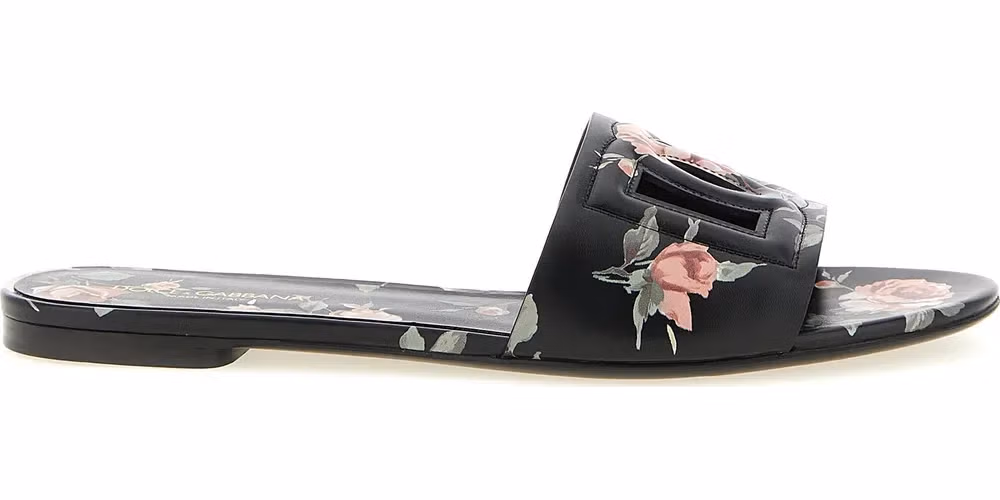 Dolce & Gabbana Black Calfskin Slides