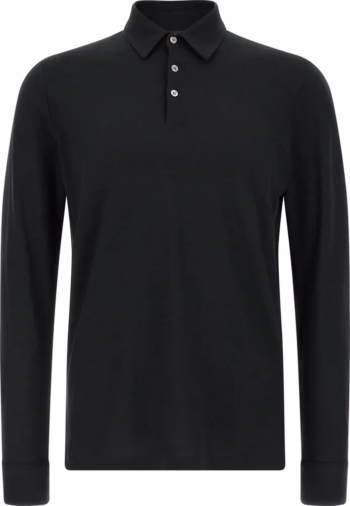 ZANONE Black Cotton Polo Shirt