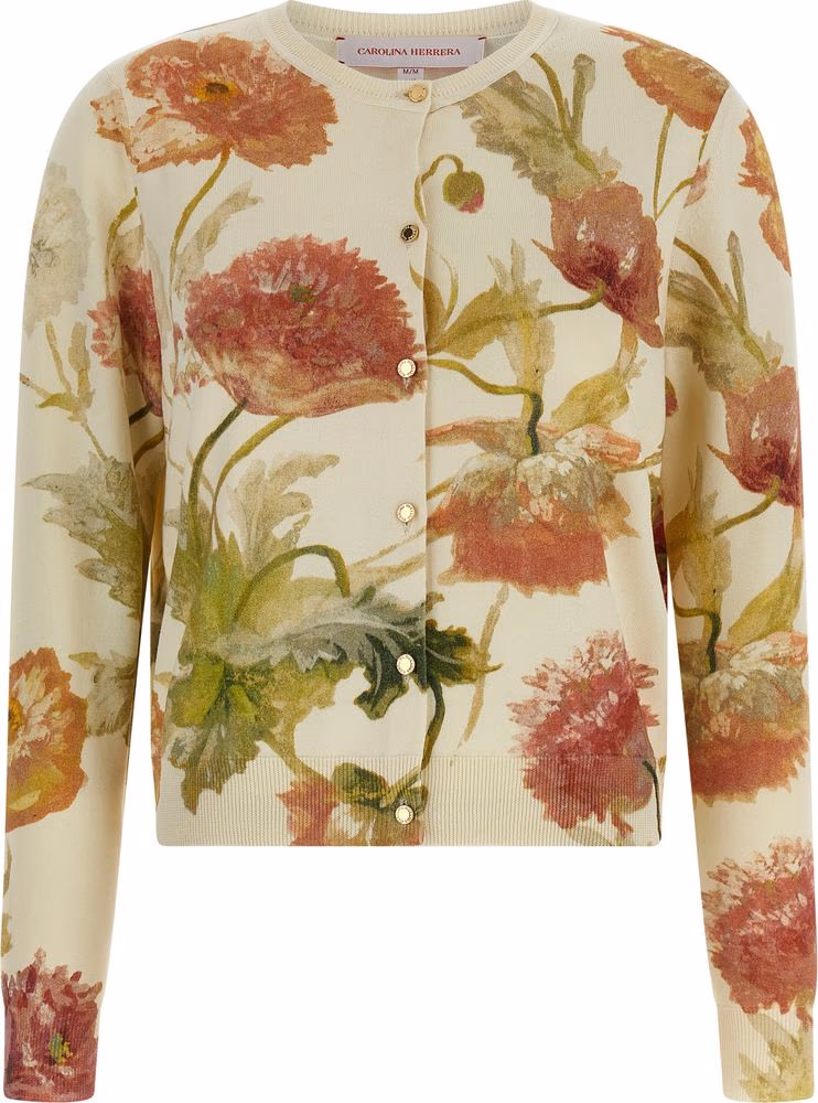 Carolina Herrera White Silk Cardigan