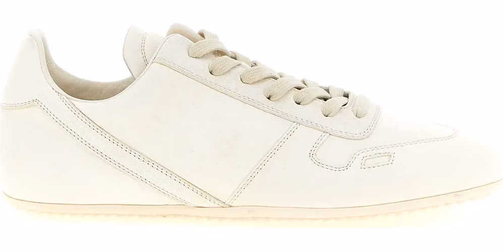Rick Owens White Lamb Leather Low Top Sneakers