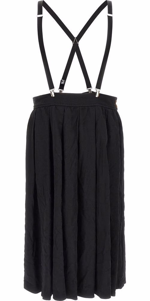 Comme Des Garçons Black Polyester Midi Skirt