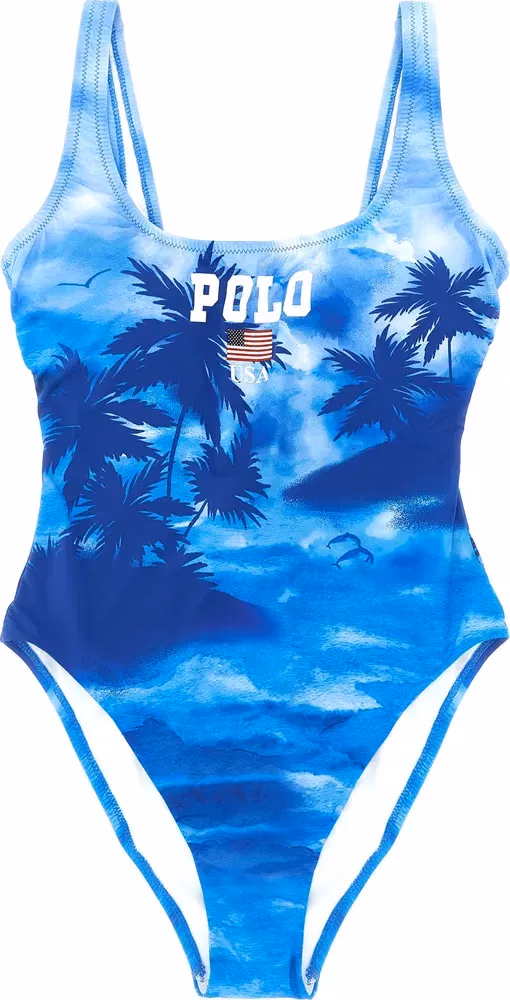 Polo Ralph Lauren Blue Nylon One-Piece Swimsuit