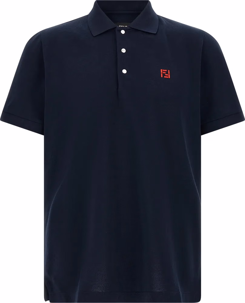 Fendi Blue Cotton Polo Shirt