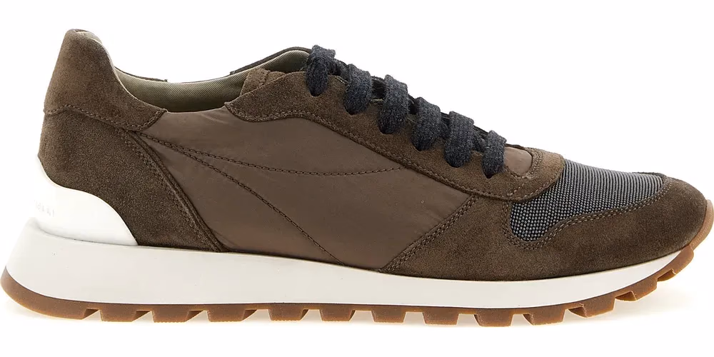 Brunello Cucinelli Bicolor Calfskin Athletic Sneakers