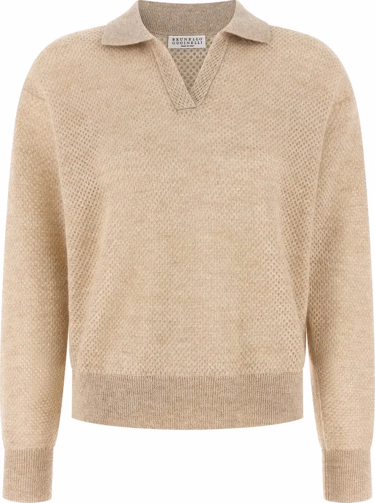 Brunello Cucinelli Gold Wool Polo Shirt