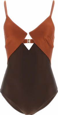 Brown Polyamide One-Piece Swimsuit