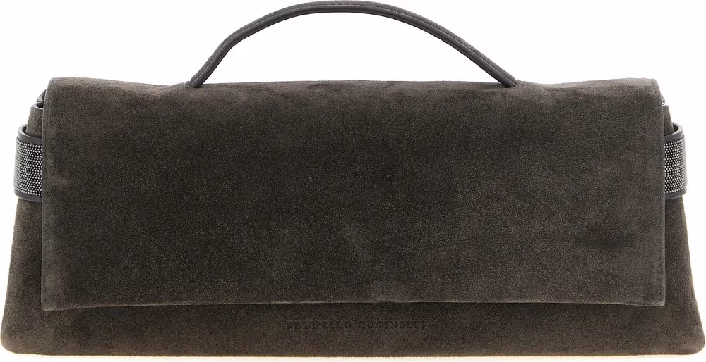 Brunello Cucinelli Brown Calfskin Clutch Bag