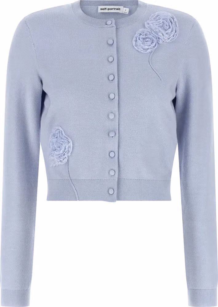 Self-Portrait Blue Polyester Cardigan