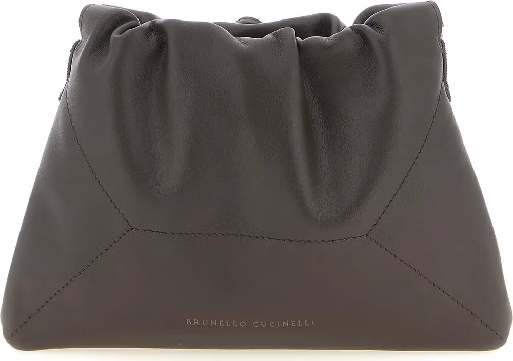 Brunello Cucinelli Brown Calfskin Clutch Bag