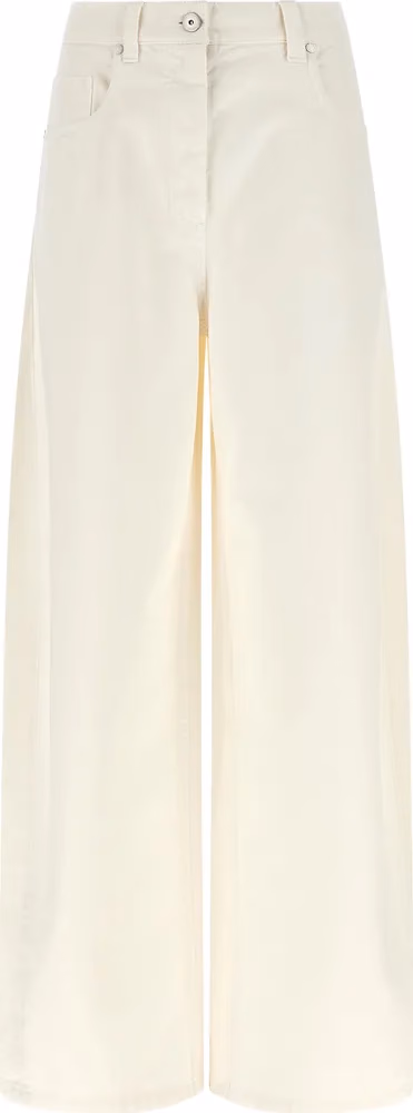 Brunello Cucinelli White Cotton Relaxed Fit Jeans