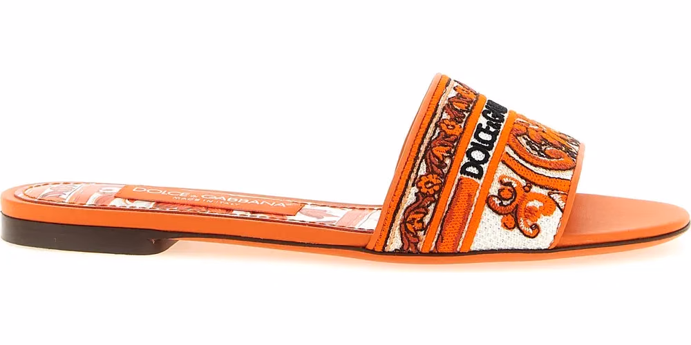 Dolce & Gabbana Orange Cotton Slides