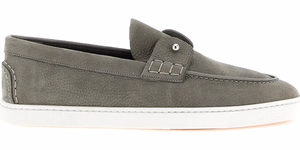 Christian Louboutin Gray Calfskin Slip-On Loafers