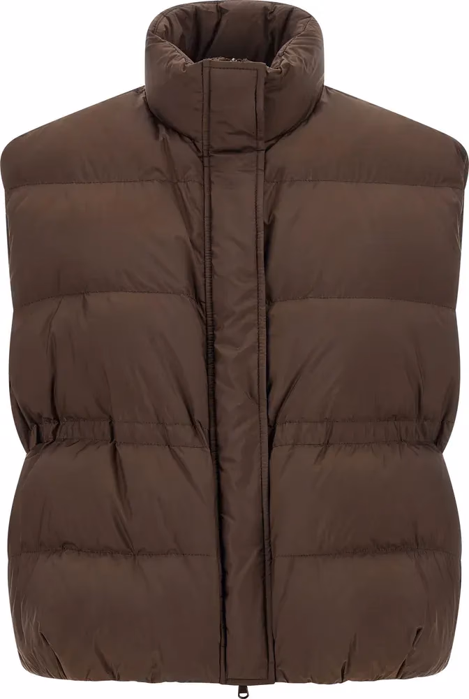 Brunello Cucinelli Brown Polyester Sleeveless Jacket