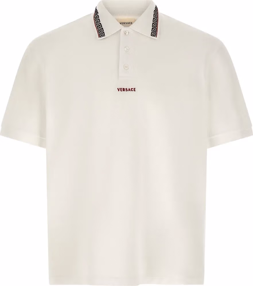Versace White Cotton Polo Shirt