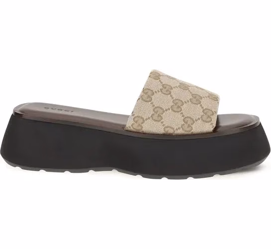 Gucci Beige Polyester Platform Sandals