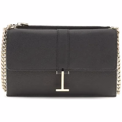Tom Ford Black Calf Leather Bos Taurus Shoulder Bag