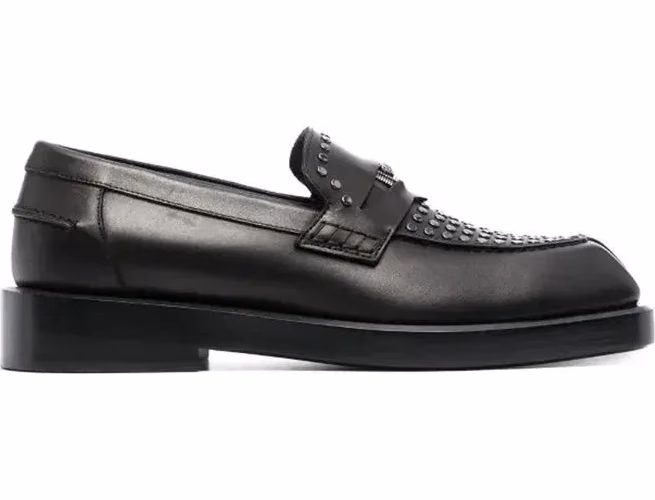 Versace Black Leather Slip-On Loafers