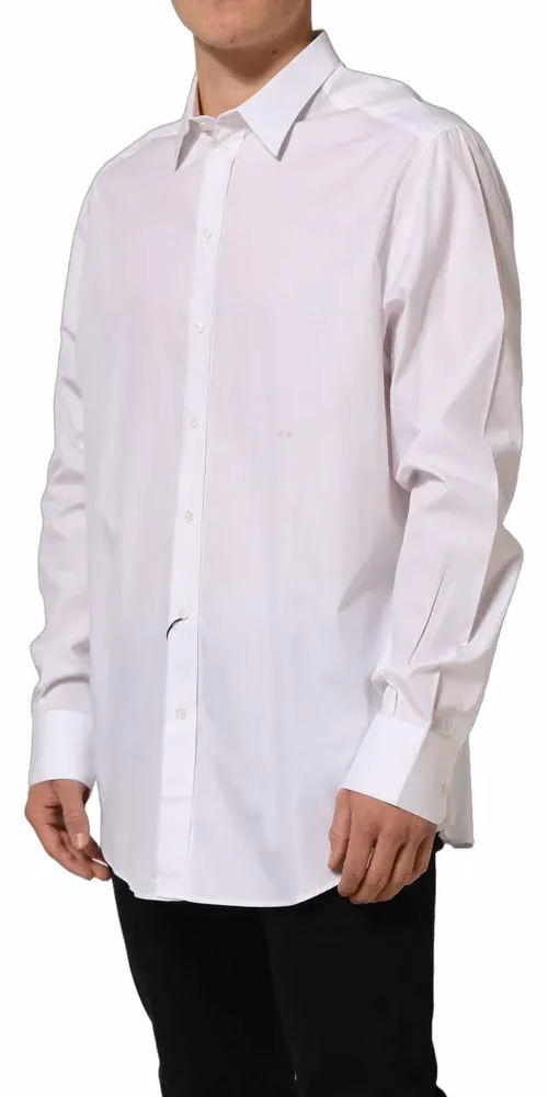 Dolce & Gabbana White Cotton Long Sleeves Men Dress Shirt