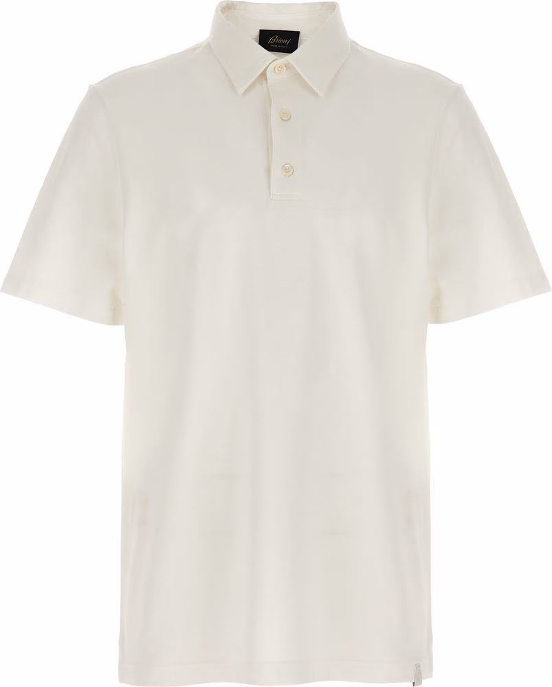 Brioni White Cotton Polo Shirt