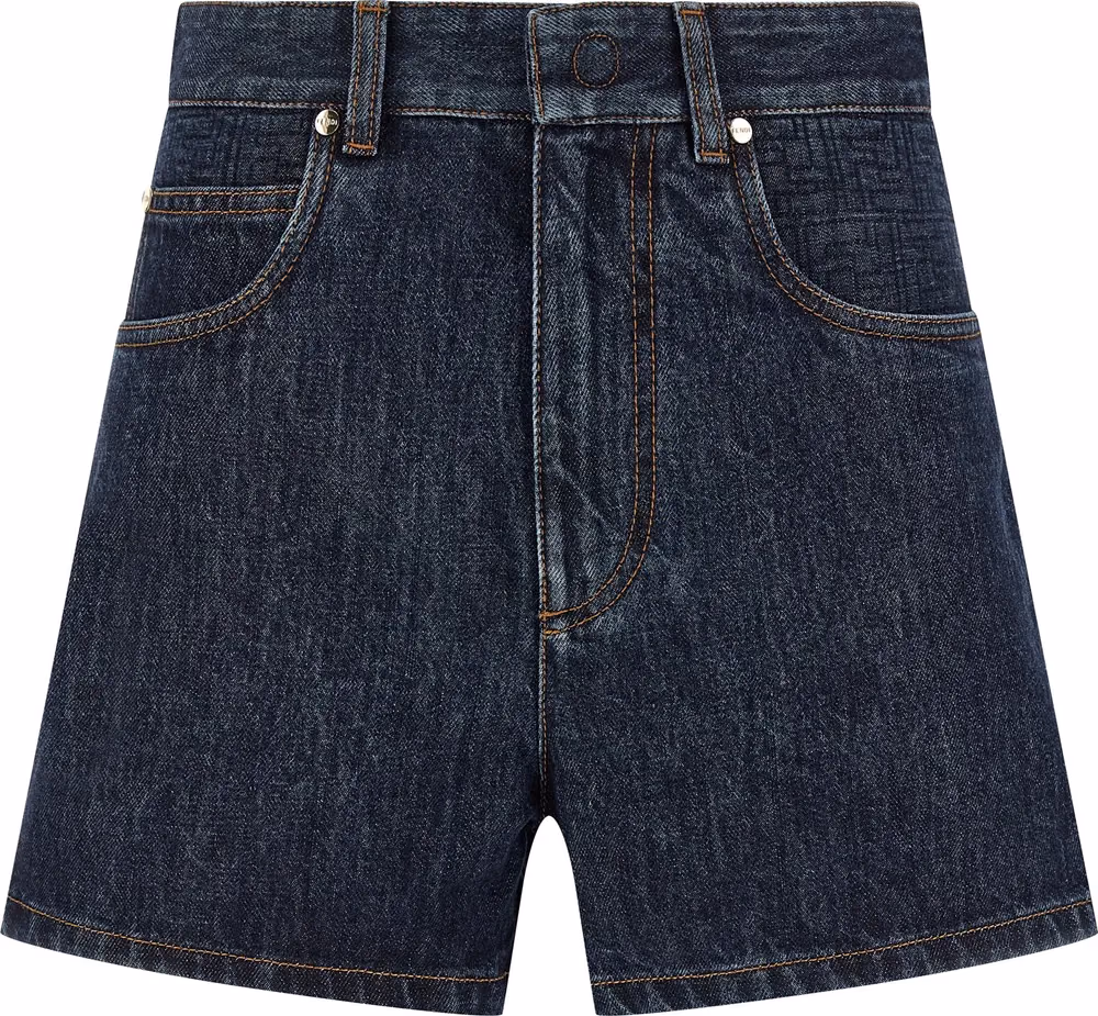 Fendi Blue Cotton Bermuda Shorts