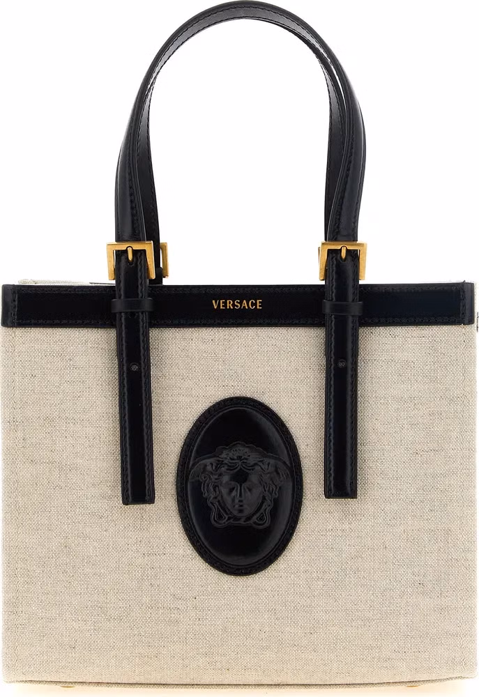Versace Beige Linen Tote Bag