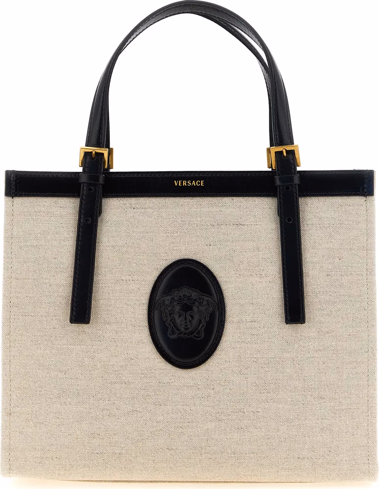 Versace Beige Leather Tote Bag