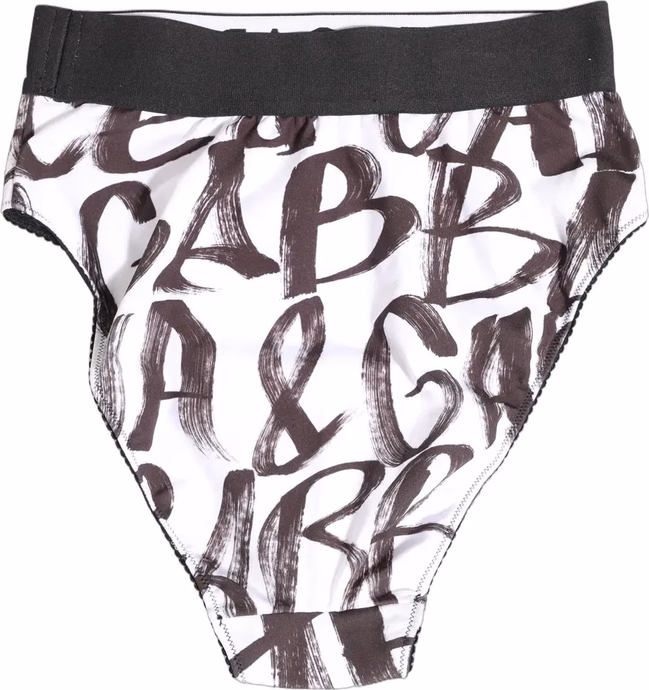 Dolce & Gabbana White Black Graphic Logo High Brief Underwear