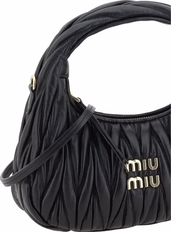 Miu Miu Black Calf Leather Bos Taurus Handbag