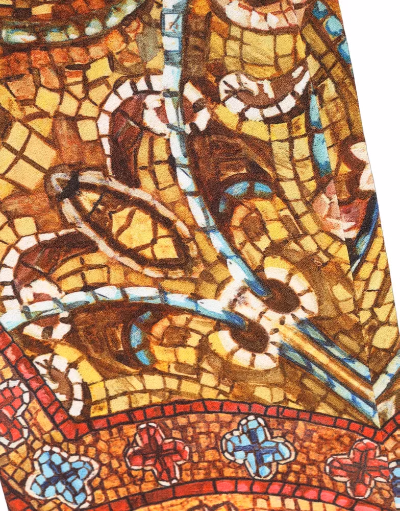 Dolce & Gabbana Multicolor Mosaic Print Crepe Cropped Trouser Pants